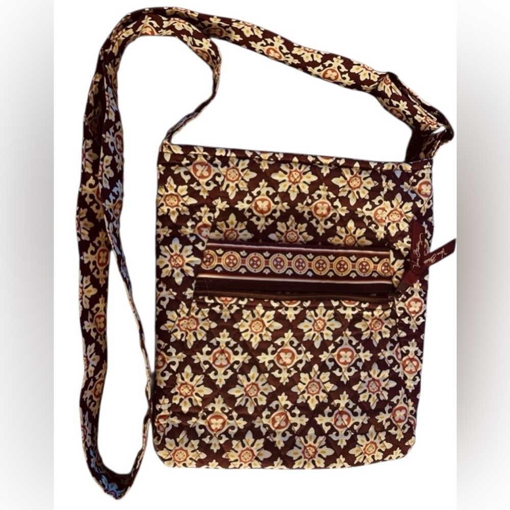Vintage Vera Bradley Floral Patterned Brown Shoulder Bag
